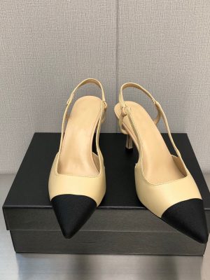 AAAA Replica Chanel Women Pointed Toe Stiletto Color-Blocking High-Heeled Sandals