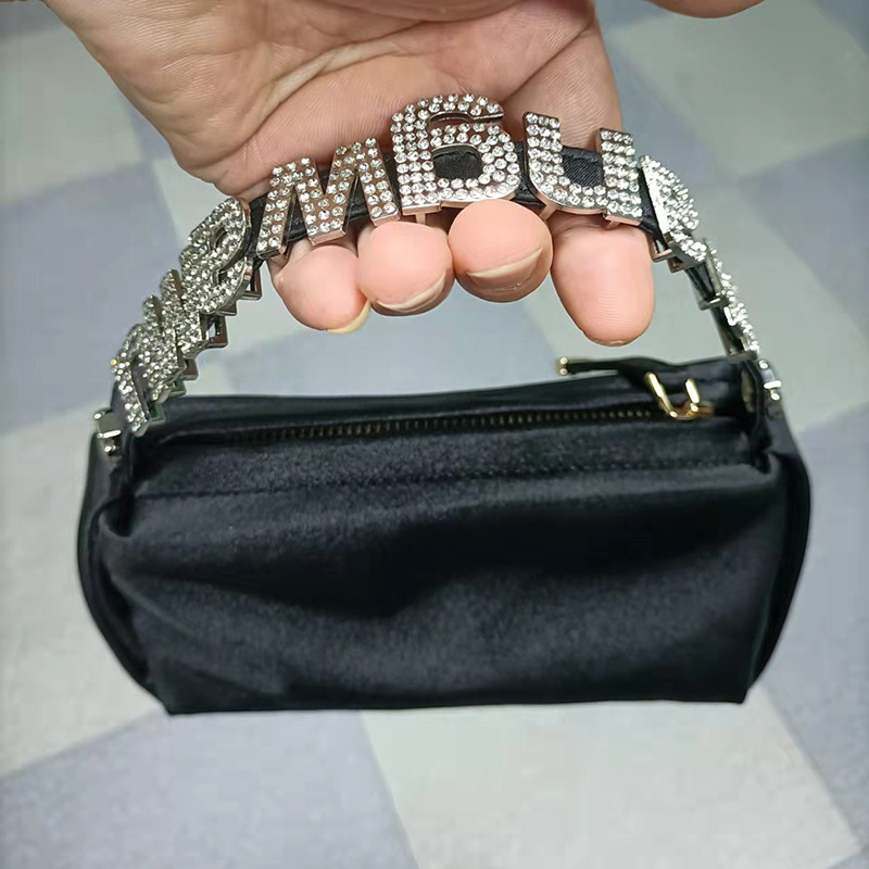 Replica Designer Alexander Wang Satin Rhinestone Square Bag