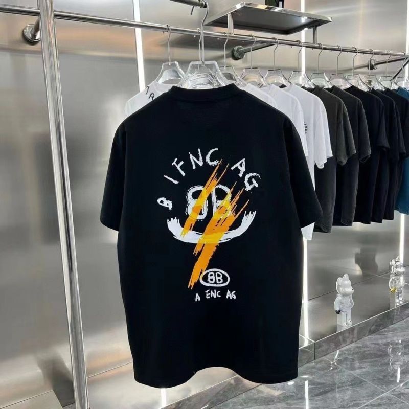 Replica Designer Balenciaga Casual Men And Women Letter Graffiti T-Shirt