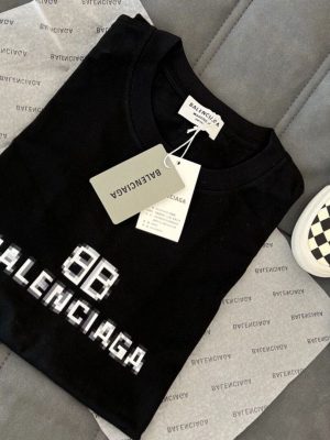 Replica Designer Balenciaga Unisex Letter Print Short-Sleeved Cotton T-Shirt