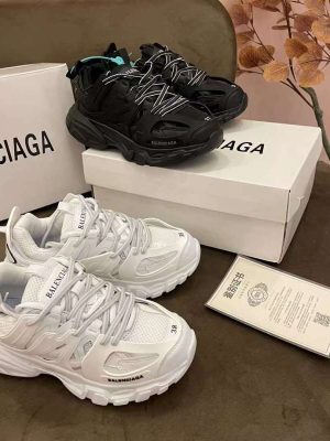 Replica Designer Balenciaga Unisex Solid Color Heightening Sneakers