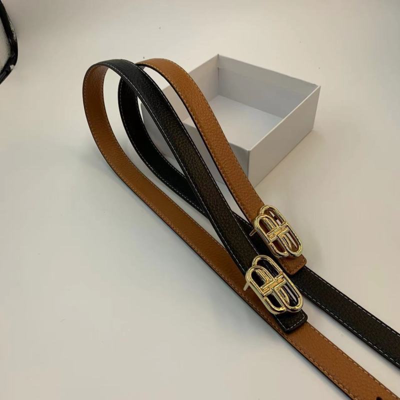 Réplica Diseñador Balenciaga Mujeres Doble B Hebilla de Oro Carta Cinturón