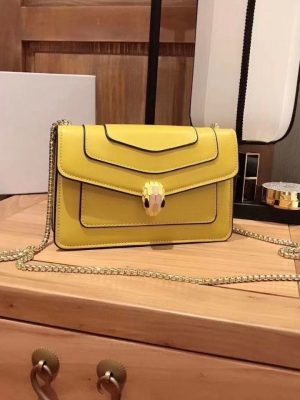Replica Designer Bvlgari Leather And Enamel Snake Head Chain Shoulder Bag
