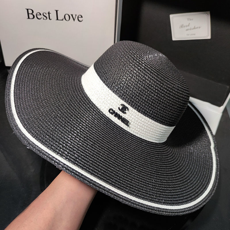 Replica Designer Chanel Fashion Color Matching Straw Women Sunshade Hat