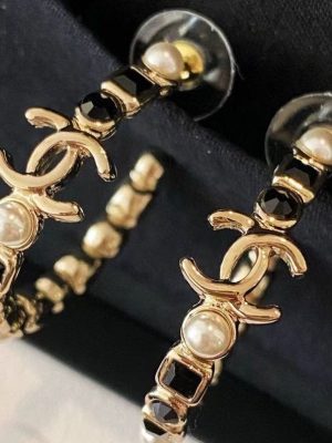 Replica Designer Chanel Fashion Double C Letter Pattern Stud Earrings