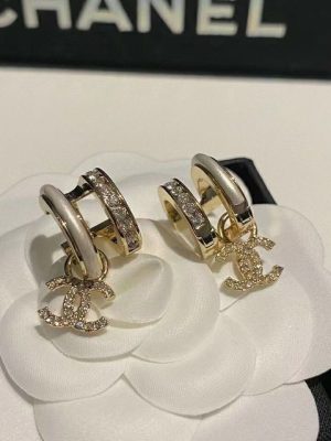 Replica Designer Chanel Fashion Double C Letter Pendant Design Earrings