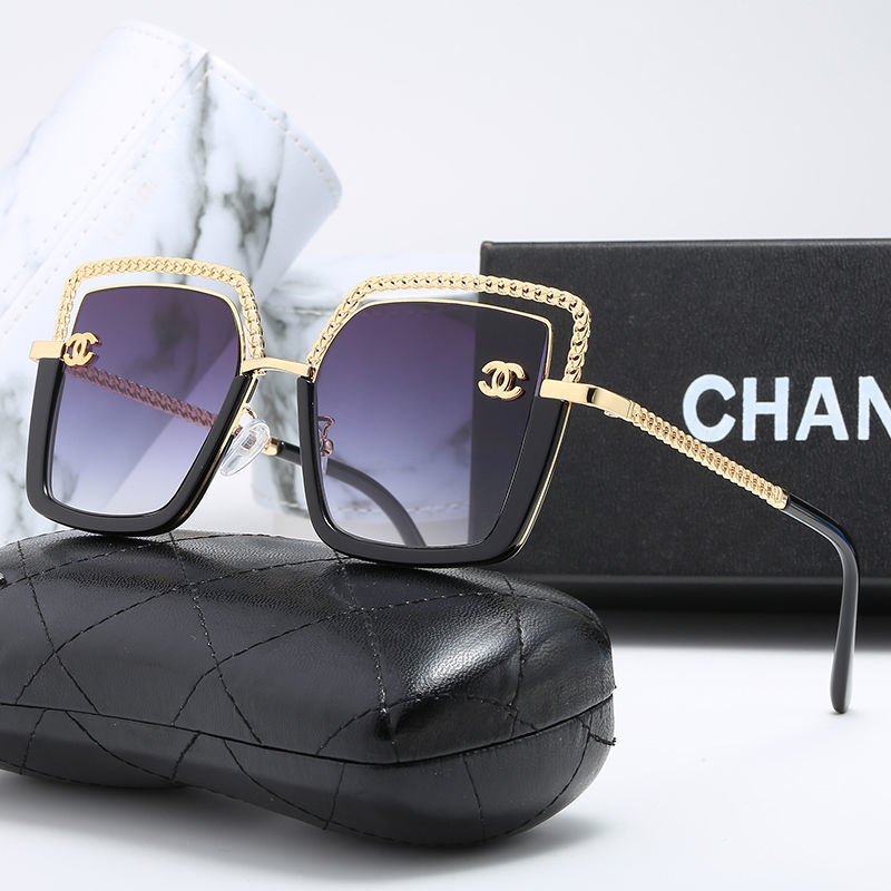Replica Designer Chanel Fashion Hollow Large Frame Double C Sunglasses