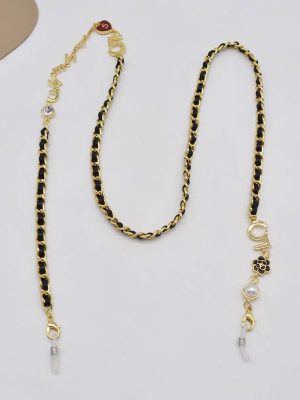 Replica Designer Chanel Fashion Letter Design PU Patched Glasses Chain