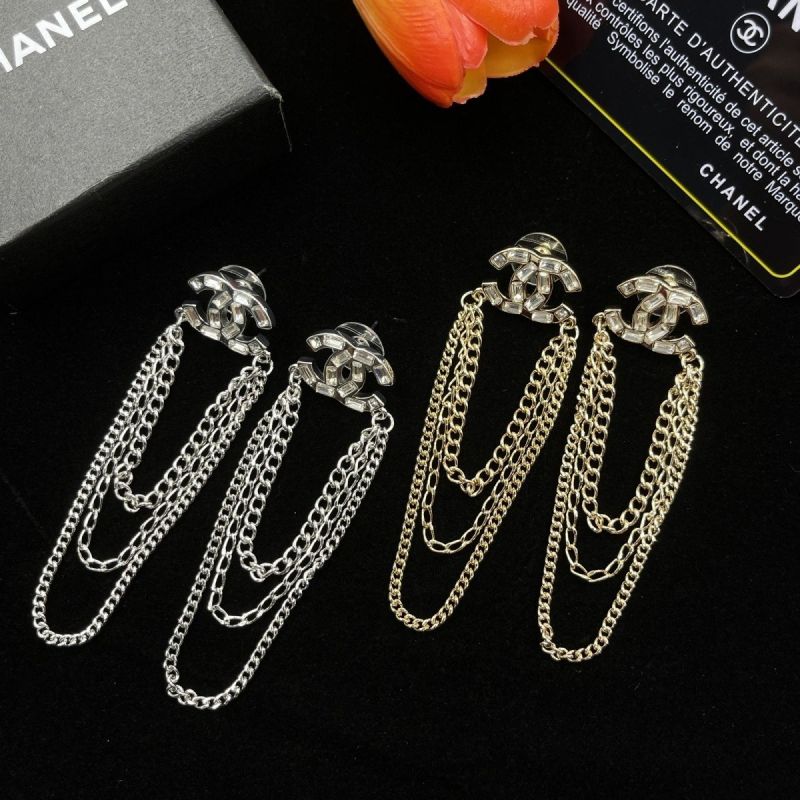 Replica Designer Chanel Fashion Rhinestone Alphabet Multilayer Chain Earrings
