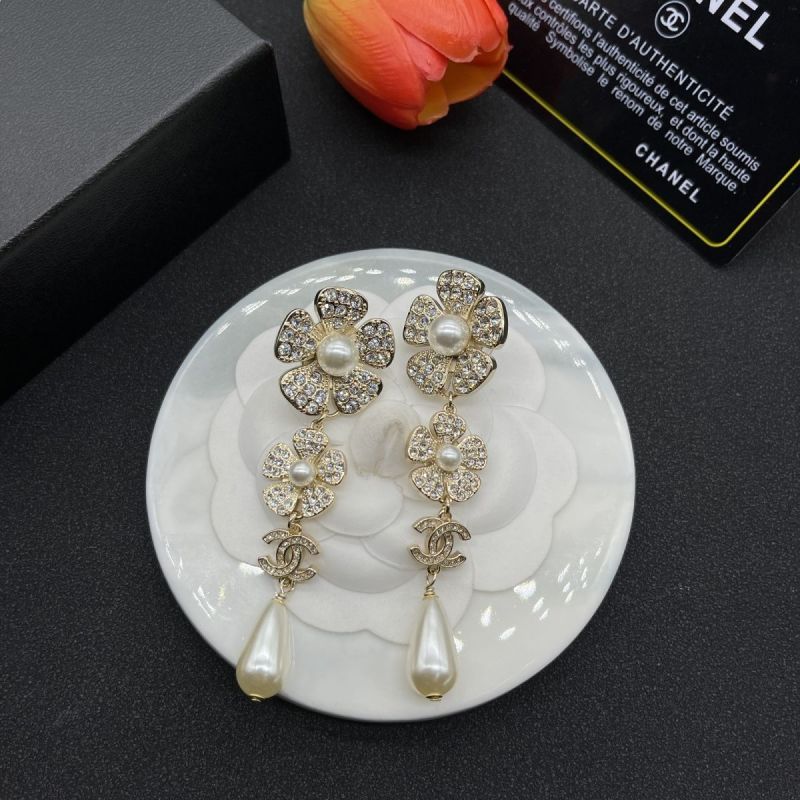 Replica Designer Chanel Fashion Rhinestone Pearl Stud Earrings