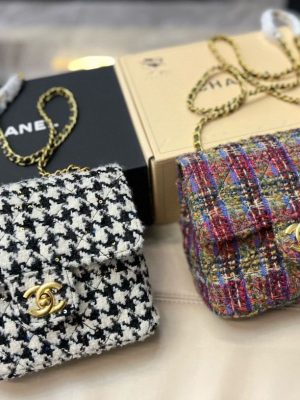 Replica Designer Chanel Fashion Wool Chain Shoulder Bag