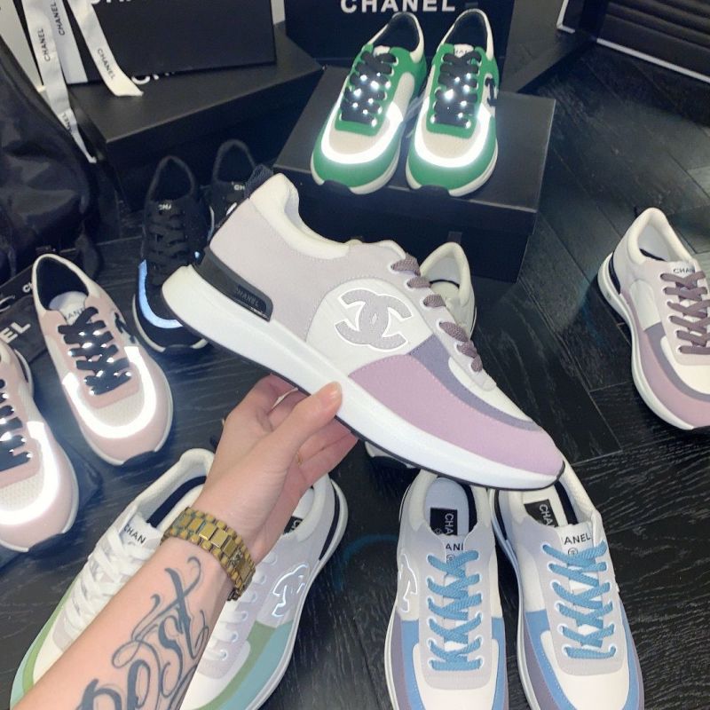 Replica Designer Chanel Lace-up Color Matching Casual Sneakers