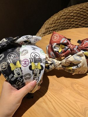 Replica Designer Chanel Mickey Fabric Print Chiffon Headband