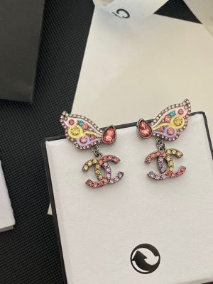 Replica Designer Chanel Personality Multicolor Butterfly Wing Earrings