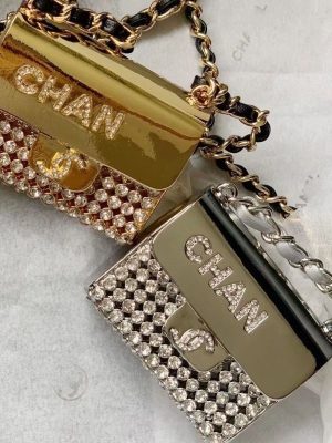 Replica Designer Chanel Rhinestones Double C Metal Chain Small Square Bag