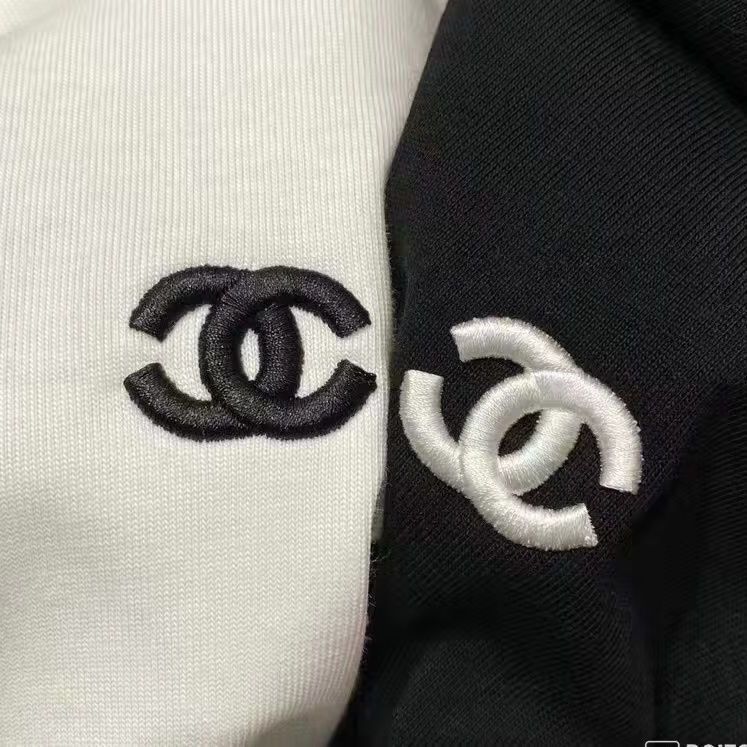 Replica Designer Chanel Unisex Cotton Short-Sleeved Double C Embroidery T-Shirt