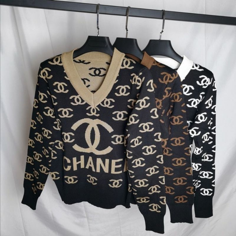 Replica Designer Chanel V Neck Long-Sleeve Sweater