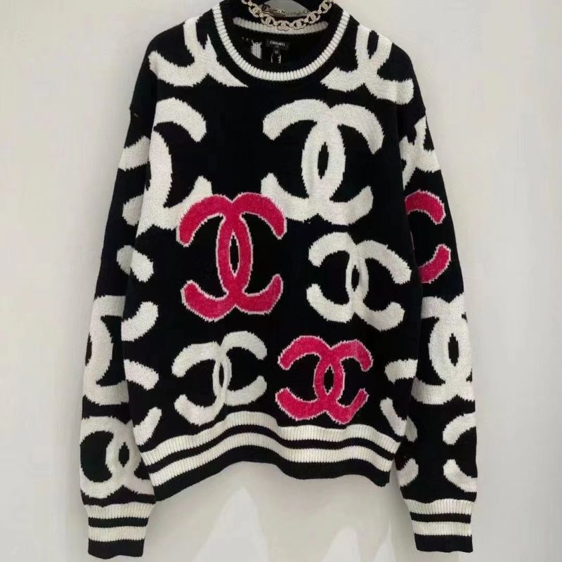 Replica Designer Chanel Women Casual Alphabet Jacquard Knit Top