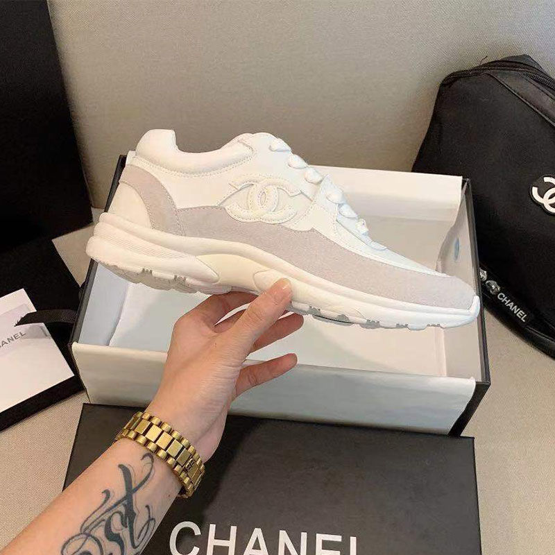 Replica Designer Chanel Women Casual Double C Thick Bottom Flat Sneakers