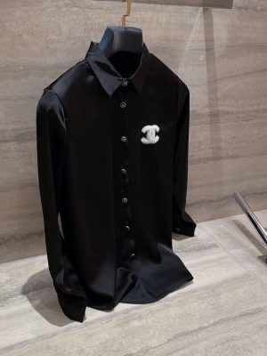 Replica Designer Chanel Women Fashion Casual Solid Color Double C Letters Shirt