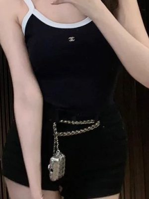 Replica Designer Chanel Women Fashion Double C Letters Basic Camisole