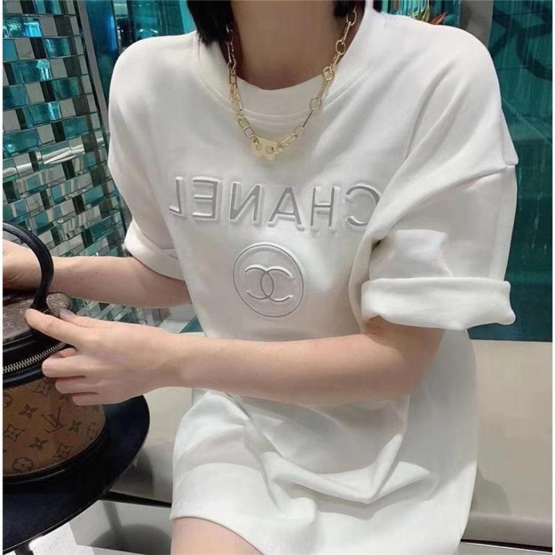 Replica Designer Chanel Women Fashion Double C Letters Short Sleeves T-shirts