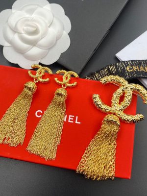 Replica Designer Chanel Women Fashion Double C Tassel Earrings