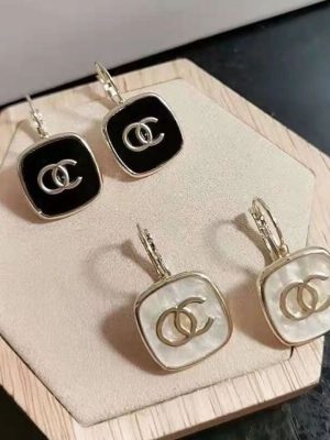 Replica Designer Chanel Women Fashion Geometric Square Ear Buckle Fashion Metal Letters Earrings