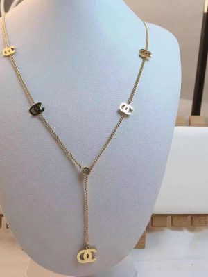 Replica Designer Chanel Women Fashion Letter C Titanium Steel Necklace