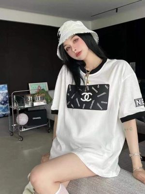 Replica Designer Chanel Women Fashion Letters Printing Stitching T-Shirt