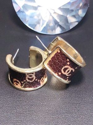 Replica Designer Chanel Women Fashion Printing Leather Earrings