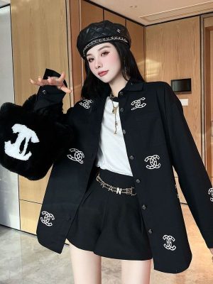 Replica Designer Chanel Women Fashion Printing Mid-Length Loose Jacket
