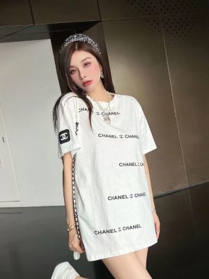 Replica Designer Chanel Women Fashion Printing Short-Sleeved Fit All-Match T-shirts