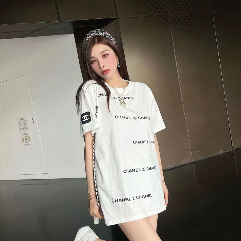 Replica Designer Chanel Women Fashion Printing Short-Sleeved Fit All-Match T-shirts