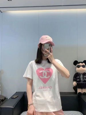 Replica Designer Chanel Women Fashion Printing Short-Sleeved T-Shirt