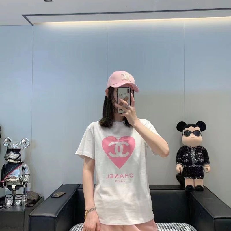 Replica Designer Chanel Women Fashion Printing Short-Sleeved T-Shirt