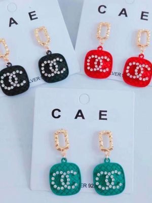 Replica Diseñador Chanel Mujeres Moda Rhinestone Pendientes Doble C