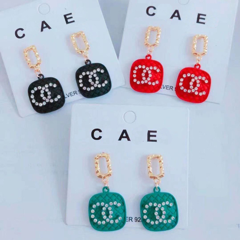 Replica Diseñador Chanel Mujeres Moda Rhinestone Pendientes Doble C