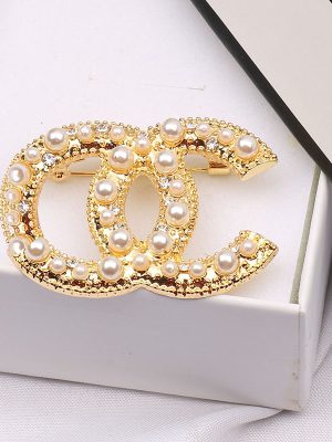 Replica Designer Chanel Women Fashion Rhinestone Pearl Brooch