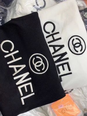 Replica Designer Chanel Women Fashion Short-SleevedEmbroidered Double C Letters T-Shirt