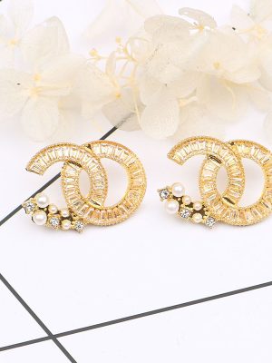 Replica Designer Chanel Women Fashion Simple Creative Rhinestone Earrings