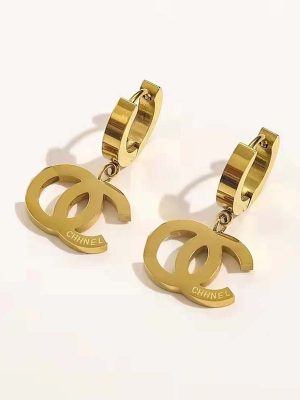 Replica Designer Chanel Women Fashion Simple Titanium Steel Hoop Earrings