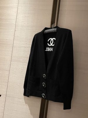 Replica Designer Chanel Women Fashion Solid Color Knitted Cardigan