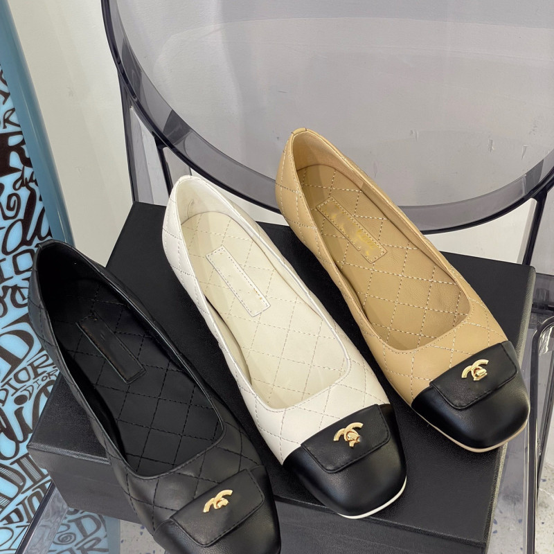 Replica Designer Chanel Women Fashion Square Head Flat Shoes
