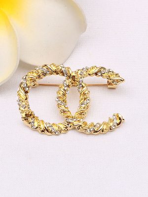Replica Designer Chanel Women Fashion Twist Letter Rhinestone Brooch
