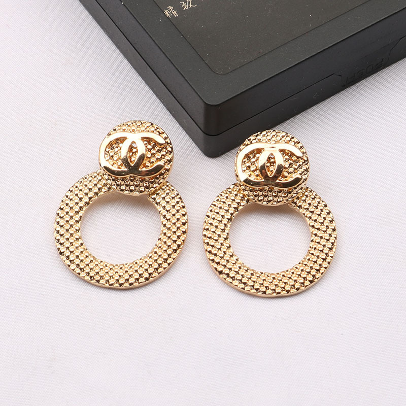 Replica Designer Chanel Women Geometric Round Carved Fashion Earrings.