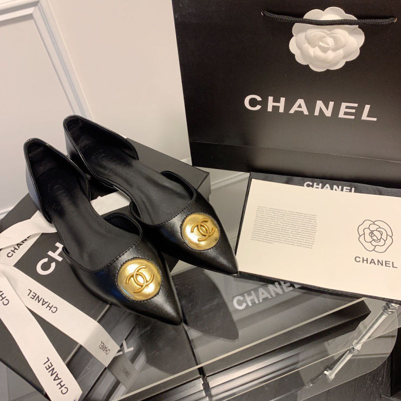 Replica Designer Chanel Women Pointed Toe Rhinestone Flat Shoes