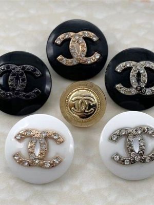 Replica Designer Chanel Women Rhinestone Metal Button