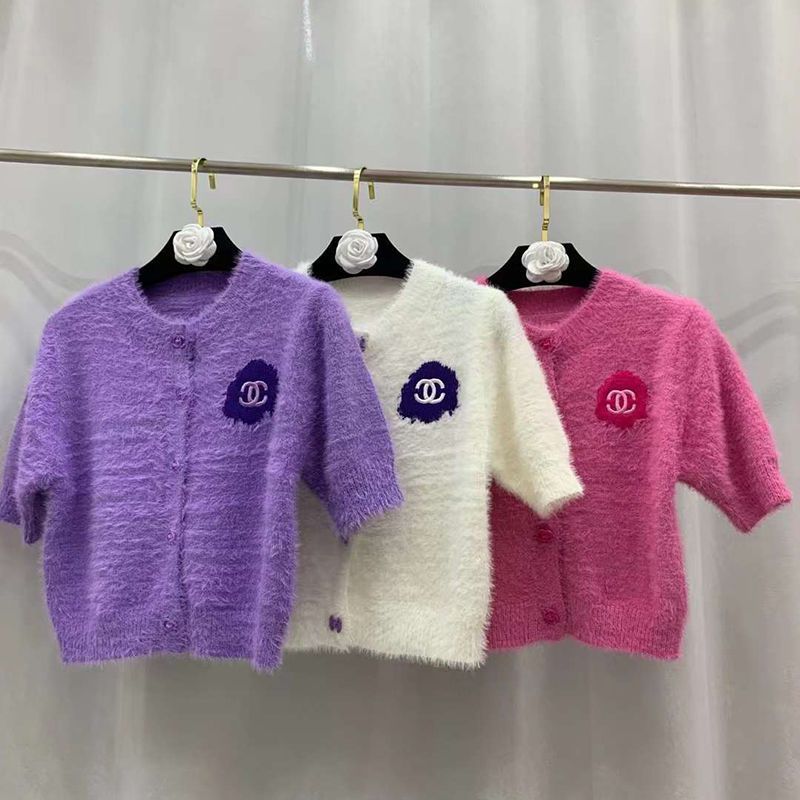 Replica Designer Chanel Women Solid Color Mid-Sleeve Sweater