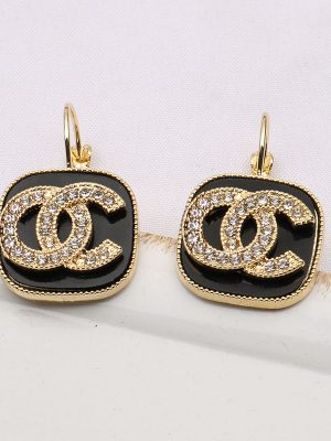 Replica Designer Chanel Women Sweet Double C Rhinestone Earrings